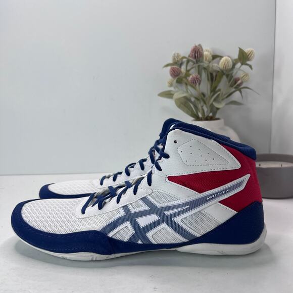 Asics Matflex 6 Wrestling Boxing Shoes White Deep Ocean 1081A021 Men’s US 14 - Picture 1 of 9